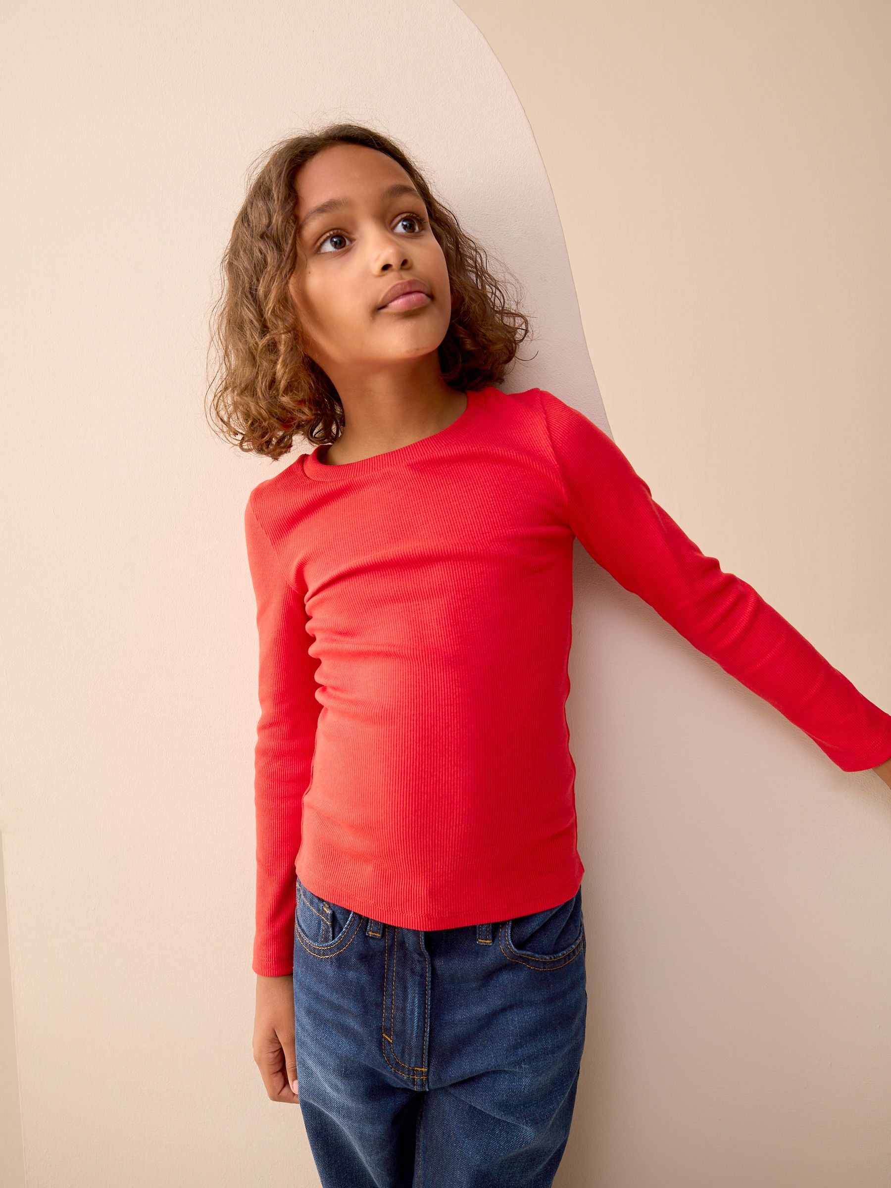 Dsiney Kidz - Red Long Sleeve Ribbed Top (3-16yrs) image 1