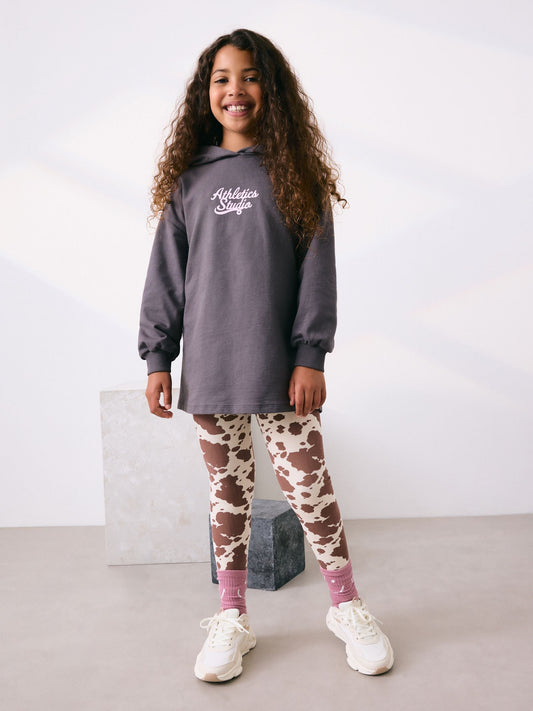Charcoal Graphic Print Hoodie Leggings Set (3-16yrs)
