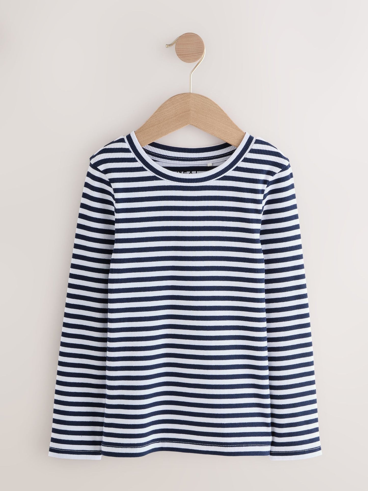 Dsiney Kidz - Navy/White Stripe Long Sleeve Ribbed Tops 3 Pack (3-16yrs) image 4