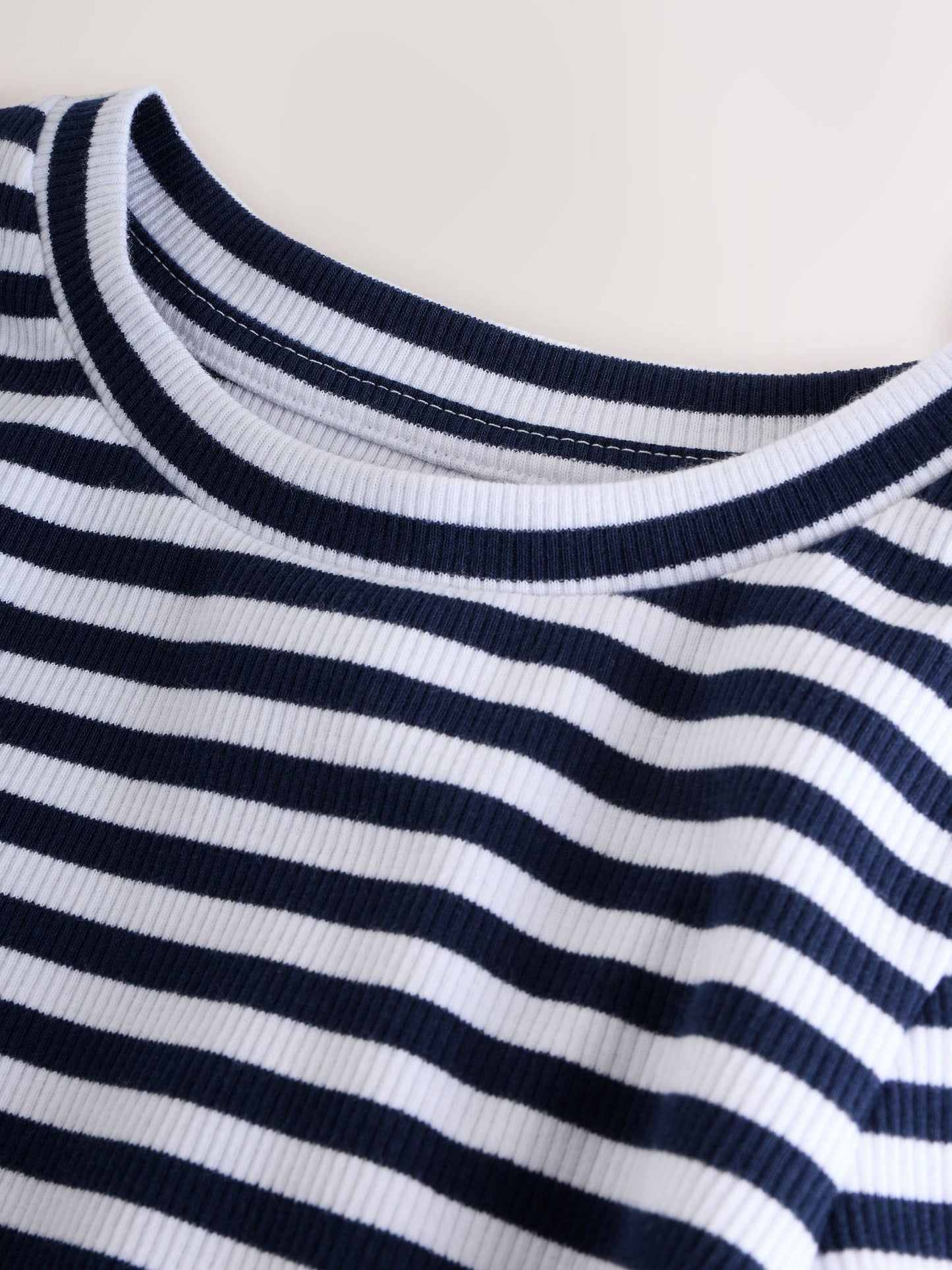 Dsiney Kidz - Navy/White Stripe Long Sleeve Ribbed Tops 3 Pack (3-16yrs) image 7