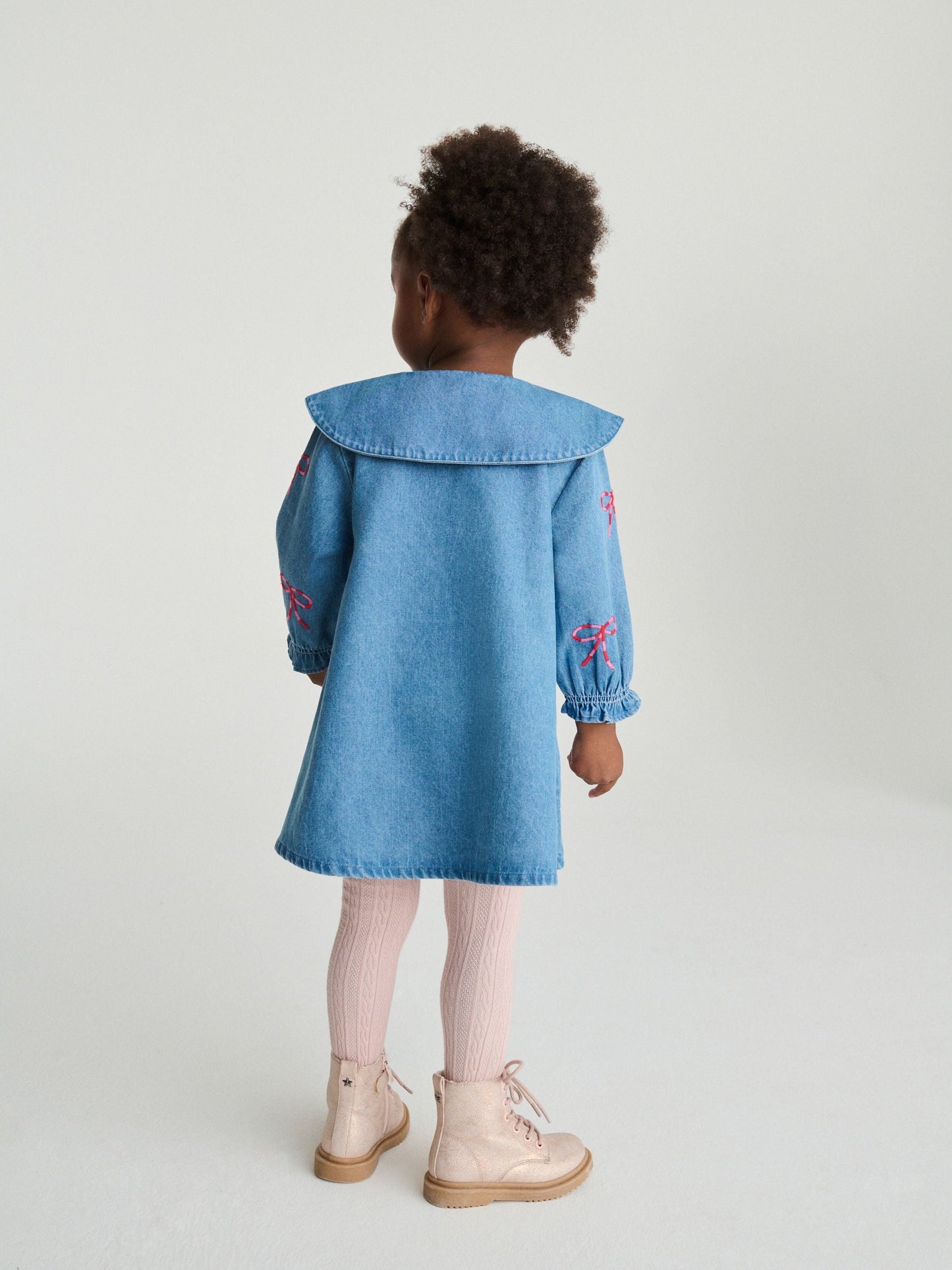 Bow Embroidered Denim Collar Dress (3mths-8yrs)