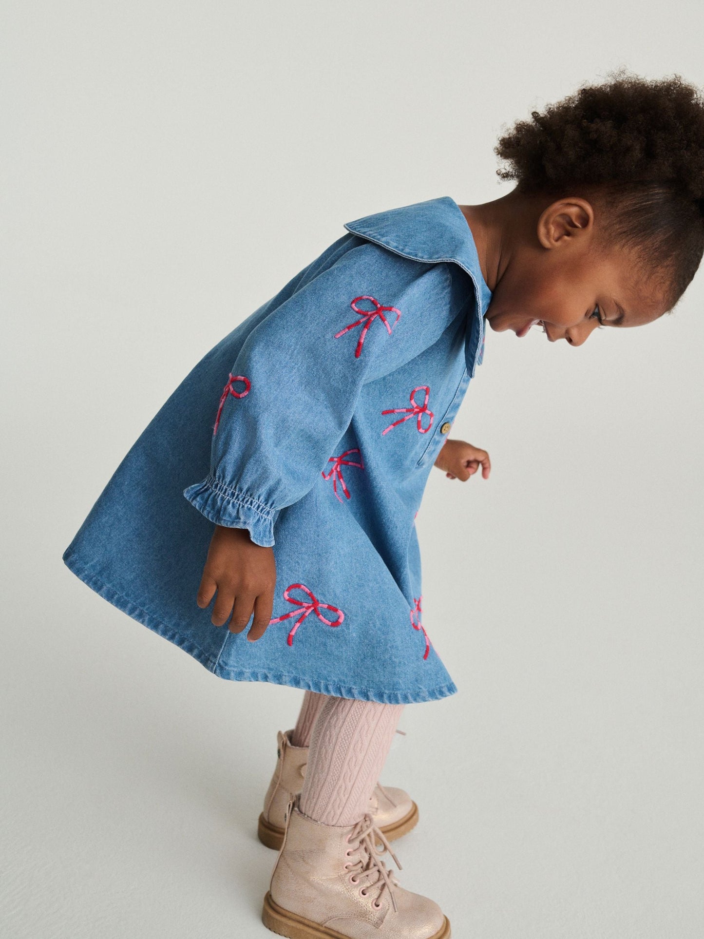 Bow Embroidered Denim Collar Dress (3mths-8yrs)