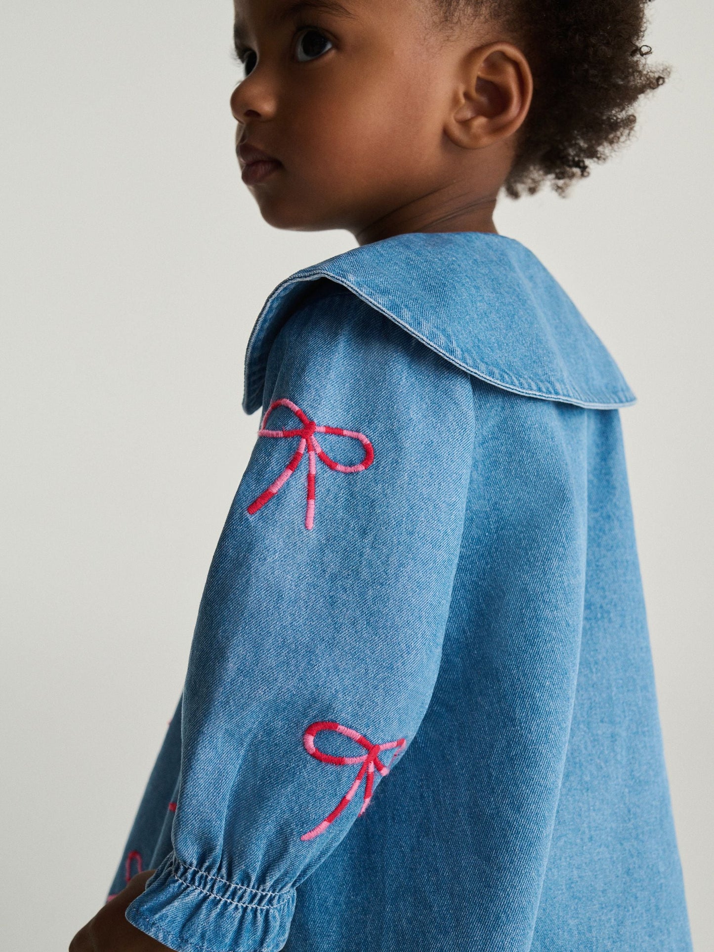 Bow Embroidered Denim Collar Dress (3mths-8yrs)