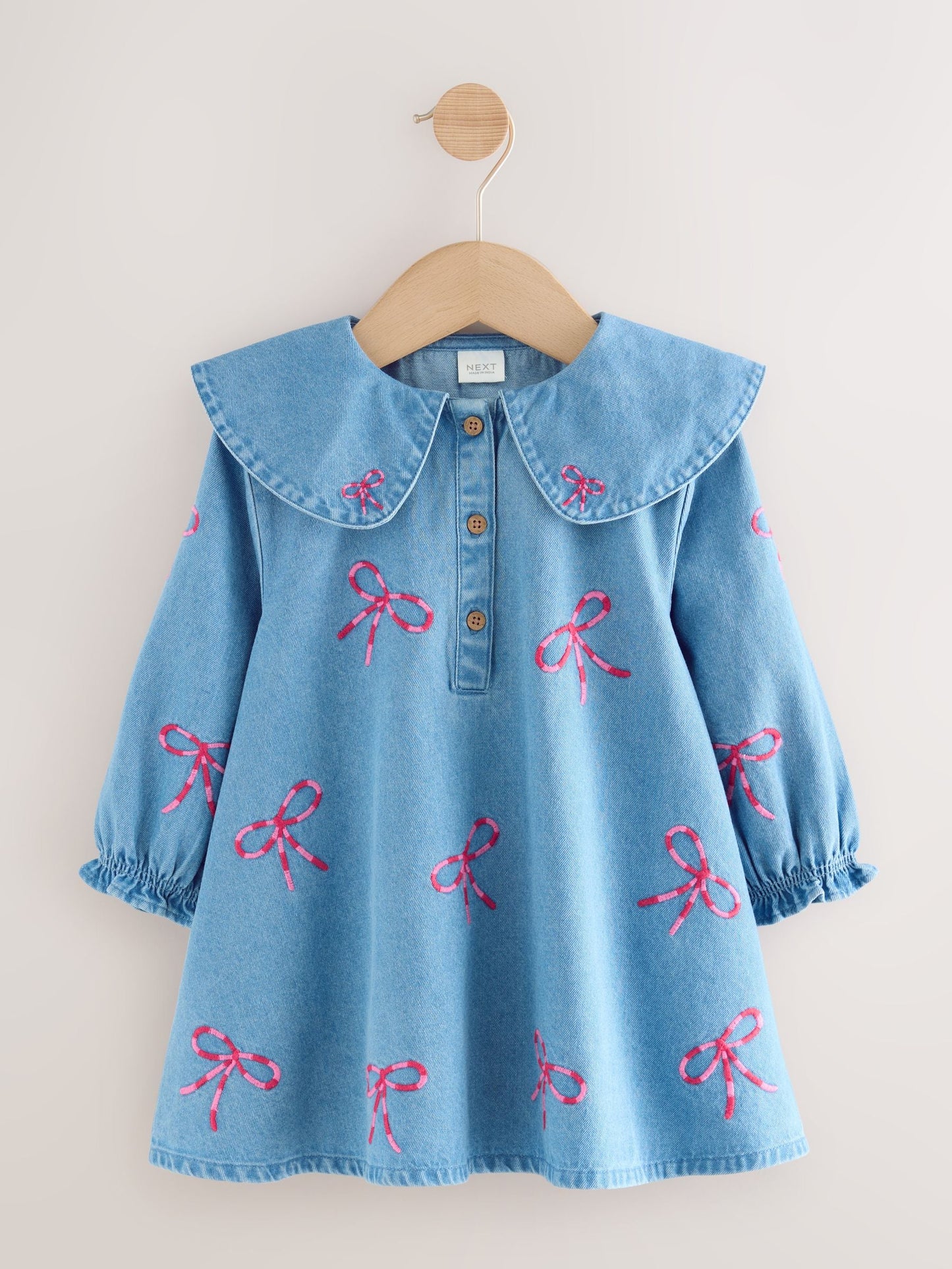 Bow Embroidered Denim Collar Dress (3mths-8yrs)