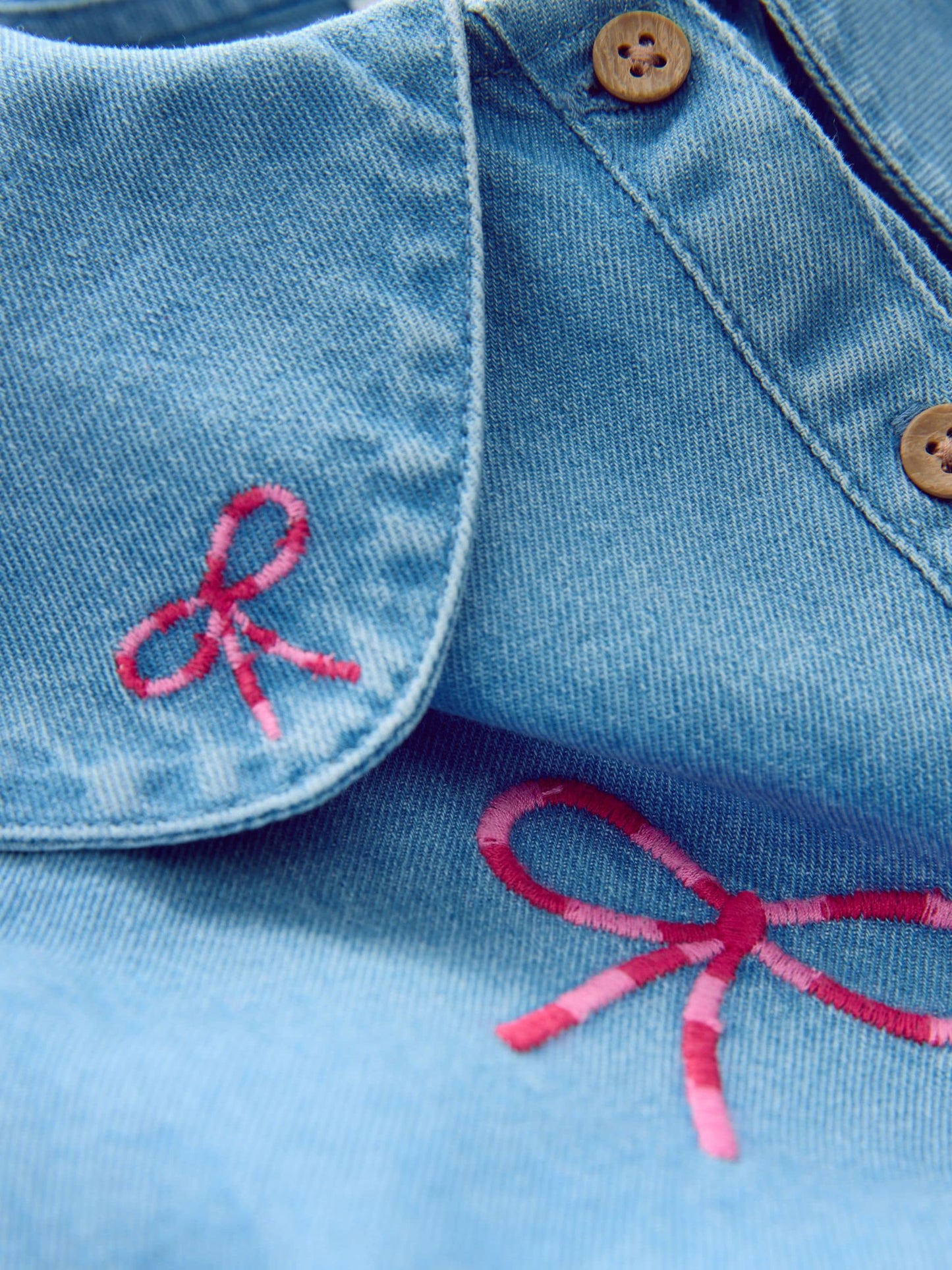 Bow Embroidered Denim Collar Dress (3mths-8yrs)