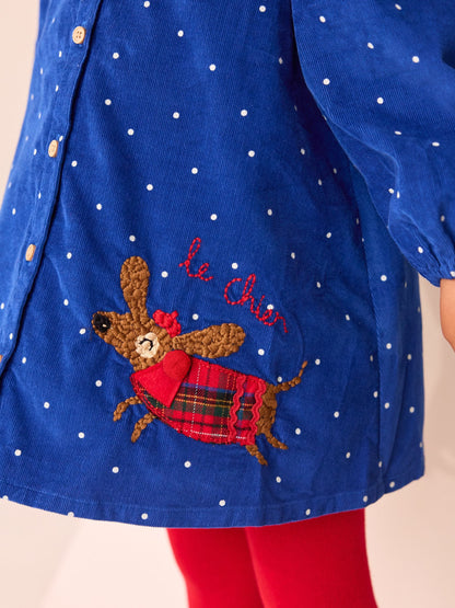 Cobalt Blue Character Cord Dress And Tights Set (3mths-8yrs)
