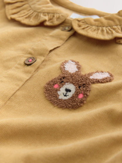 Ochre Yellow Bunny Cord Long Sleeve Dress (3mths-8yrs)