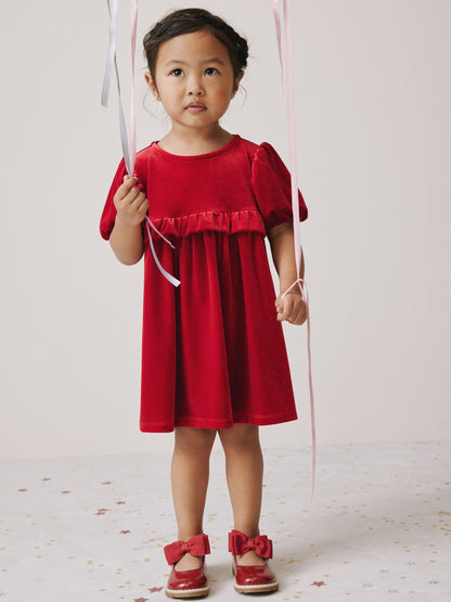 Red Velvet Frill Party Dress (3mths-8yrs)