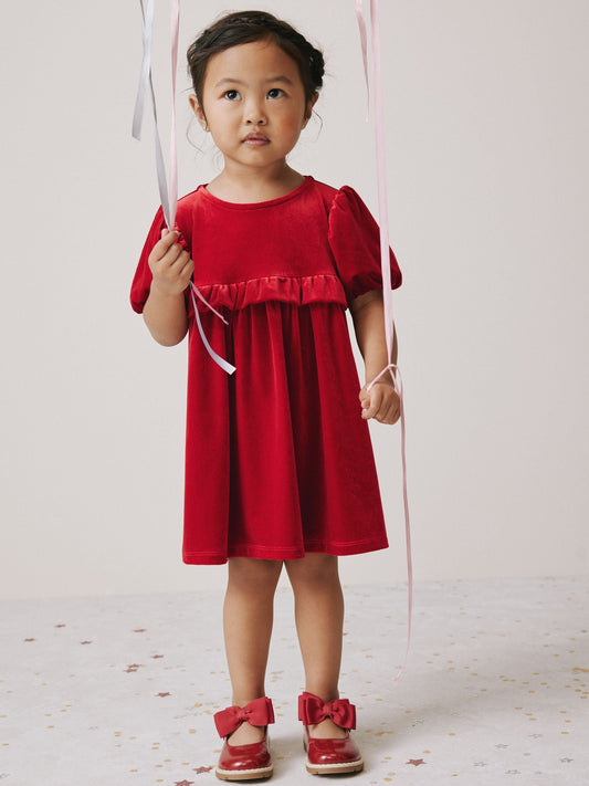 Red Velvet Frill Party Dress (3mths-8yrs)