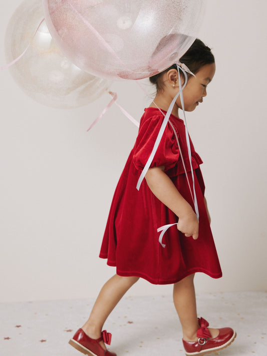 Red Velvet Frill Party Dress (3mths-8yrs)