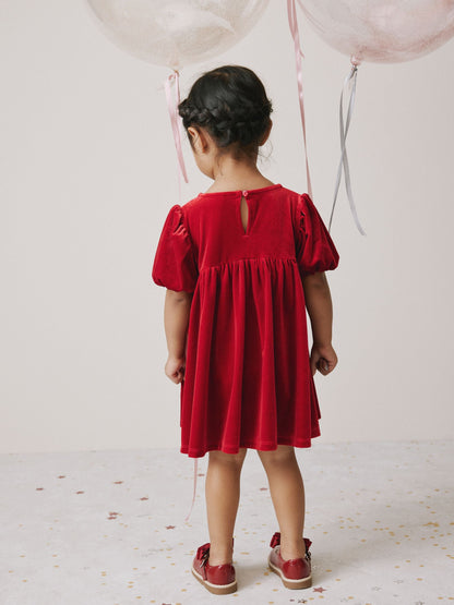 Red Velvet Frill Party Dress (3mths-8yrs)