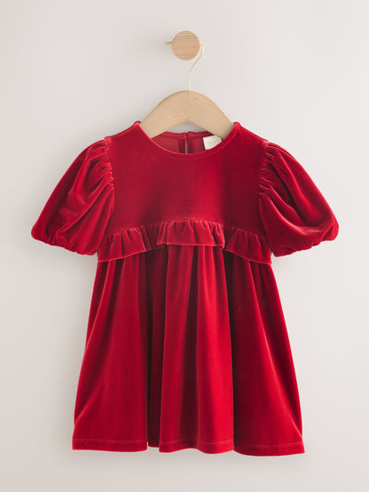 Red Velvet Frill Party Dress (3mths-8yrs)