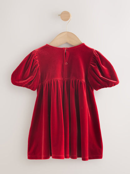 Red Velvet Frill Party Dress (3mths-8yrs)