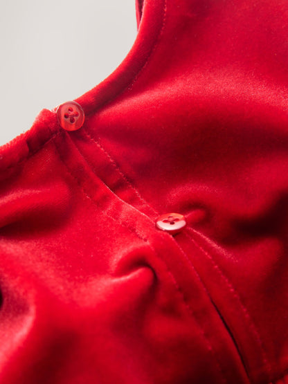 Red Velvet Frill Party Dress (3mths-8yrs)