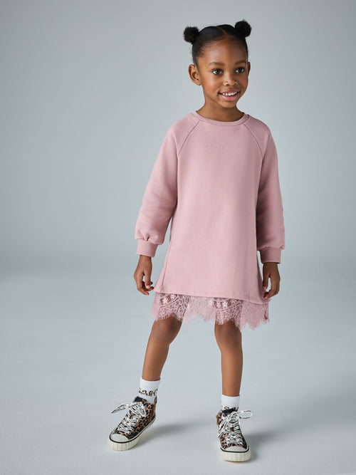 smALLSAINTS Pink Lee Lace Younger Girls Sweat Dress image 1