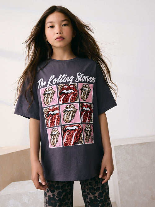 Dsiney Kidz - Charcoal Grey Sequin The Rolling Stones Band T-Shirt (3-16yrs) image 1