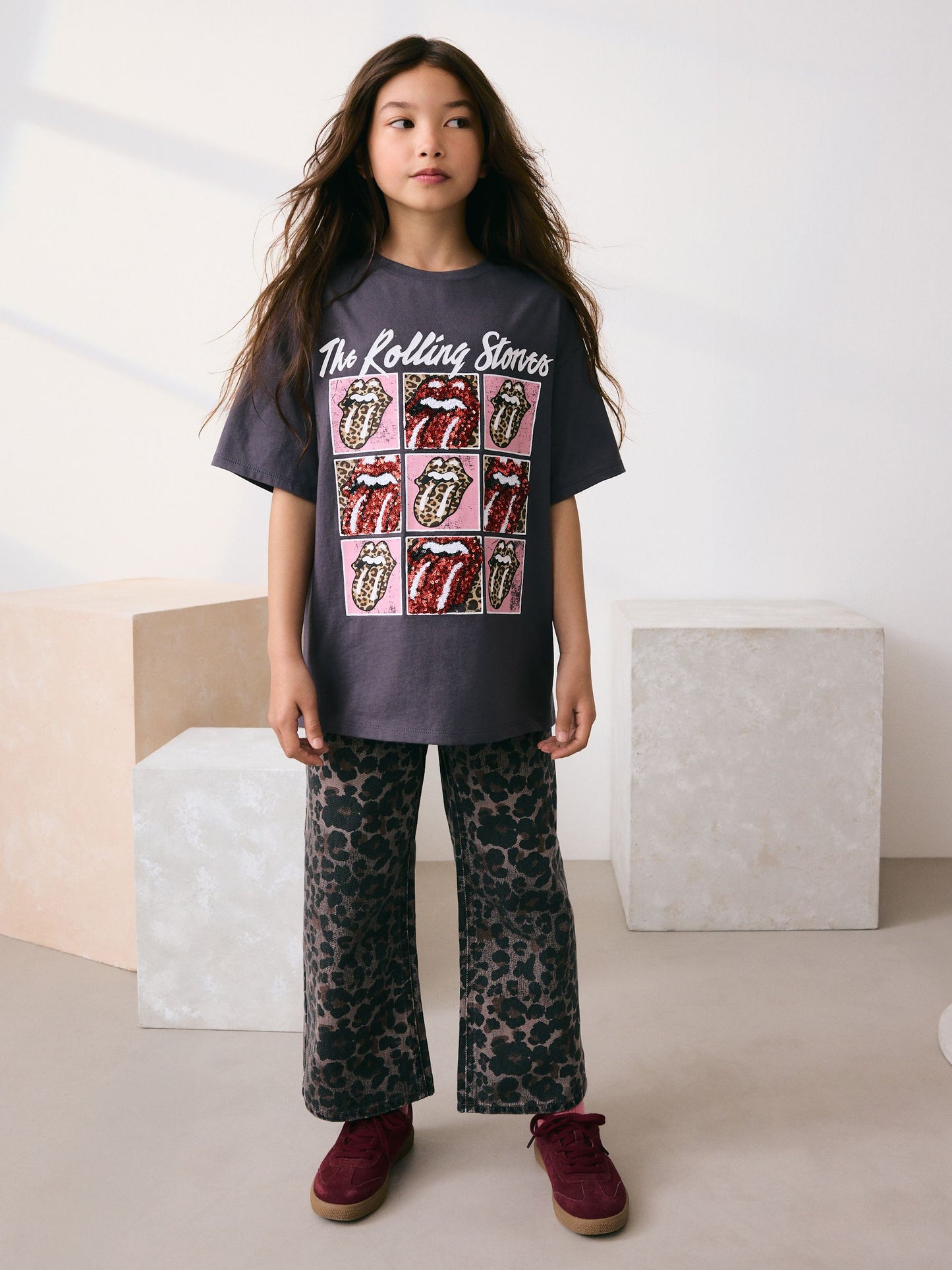 Dsiney Kidz - Charcoal Grey Sequin The Rolling Stones Band T-Shirt (3-16yrs) image 2