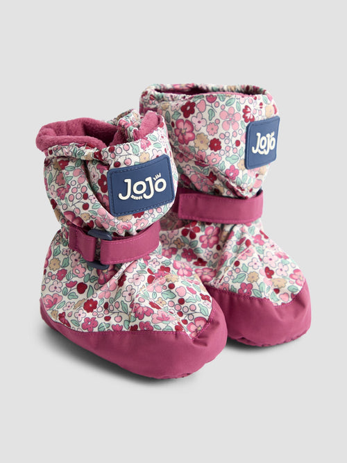 JoJo Maman Bébé Pink Ditsy Fleece Lined Booties image 1