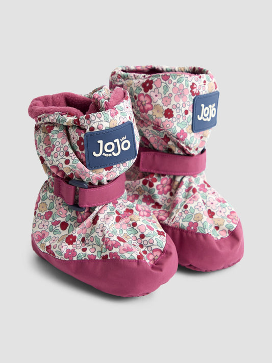 JoJo Maman Bébé Pink Ditsy Fleece Lined Booties image 1