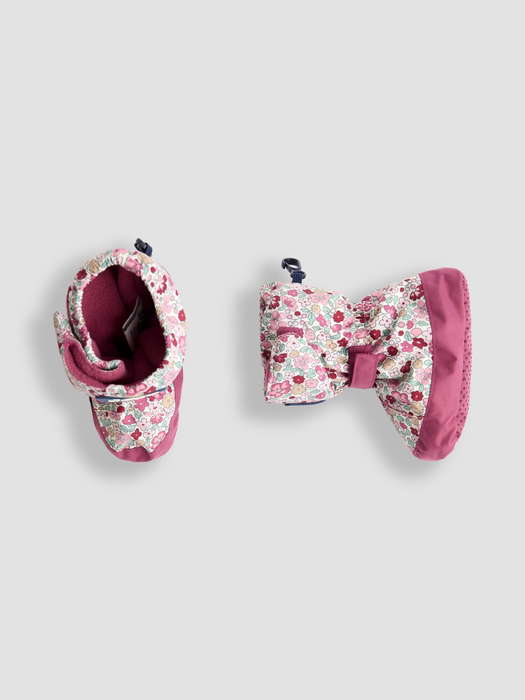 JoJo Maman Bébé Pink Ditsy Fleece Lined Booties image 3