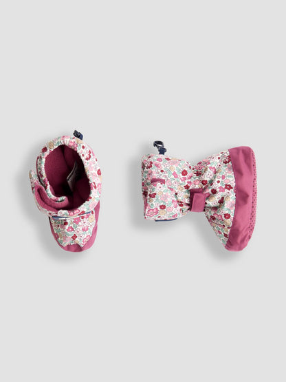 JoJo Maman Bébé Pink Ditsy Fleece Lined Booties image 3