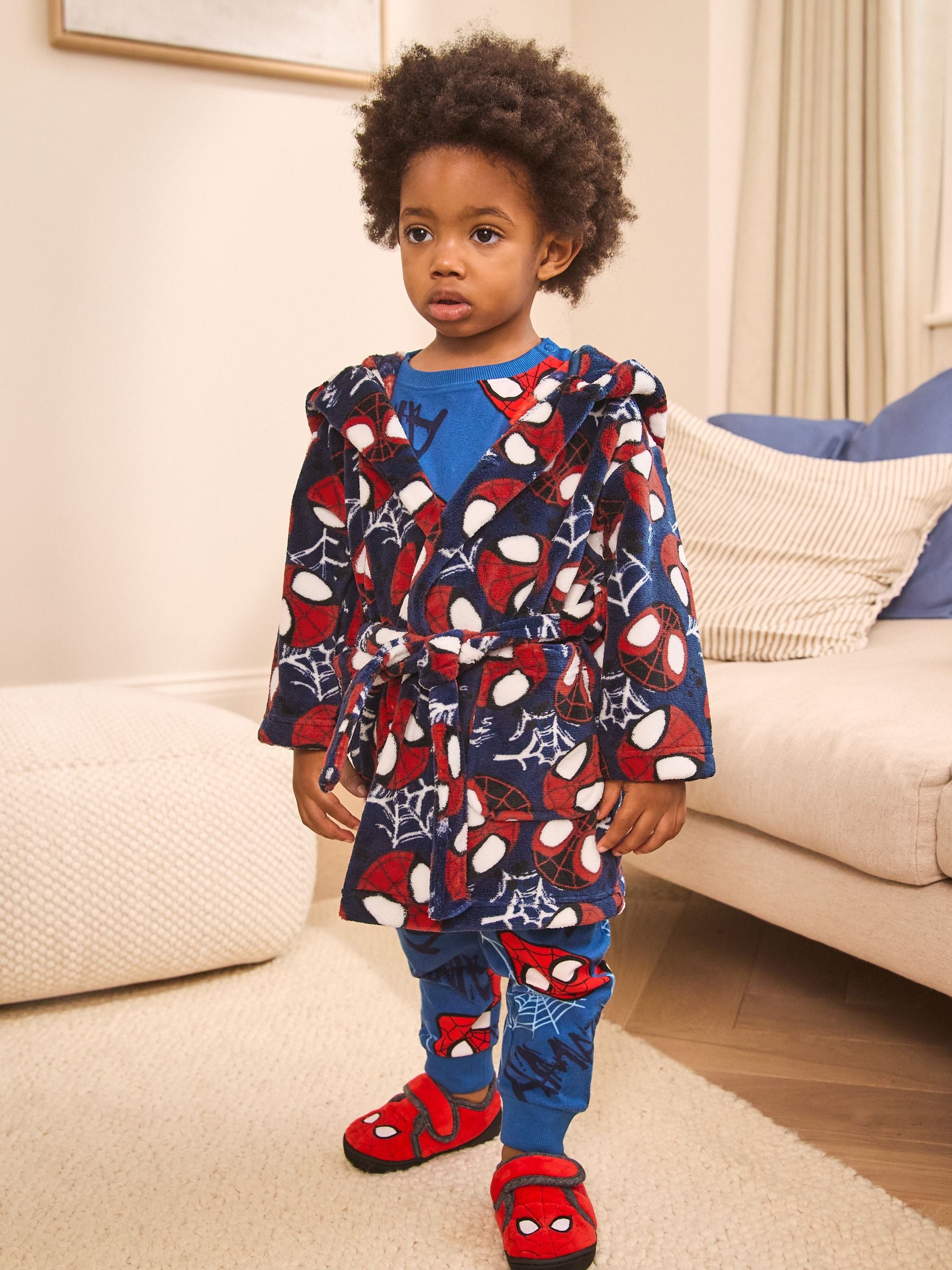 Navy Spiderman Fleece Robe (12mths-10yrs) image 1