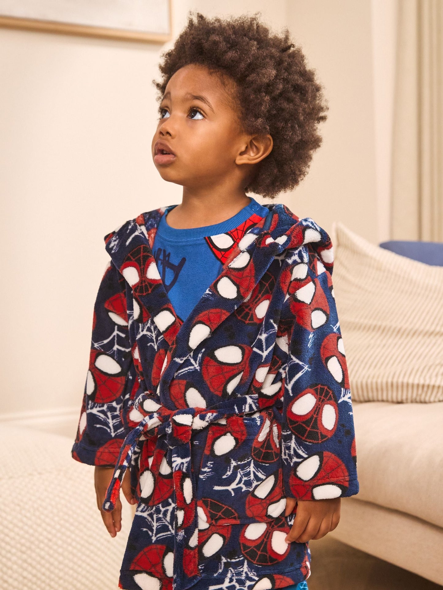 Navy Spiderman Fleece Robe (12mths-10yrs) image 2