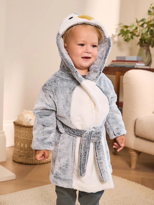 Grey/White Penguin Robe (9mths-12yrs)