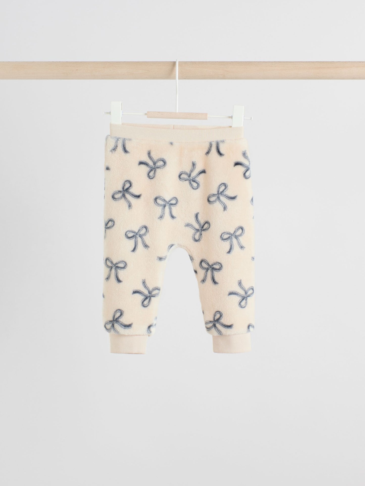 Black/White Soft Velour Bow Print Jumper and Trousers Set (0mths-2yrs)