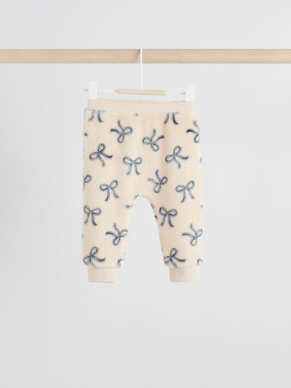 Black/White Soft Velour Bow Print Jumper and Trousers Set (0mths-2yrs)