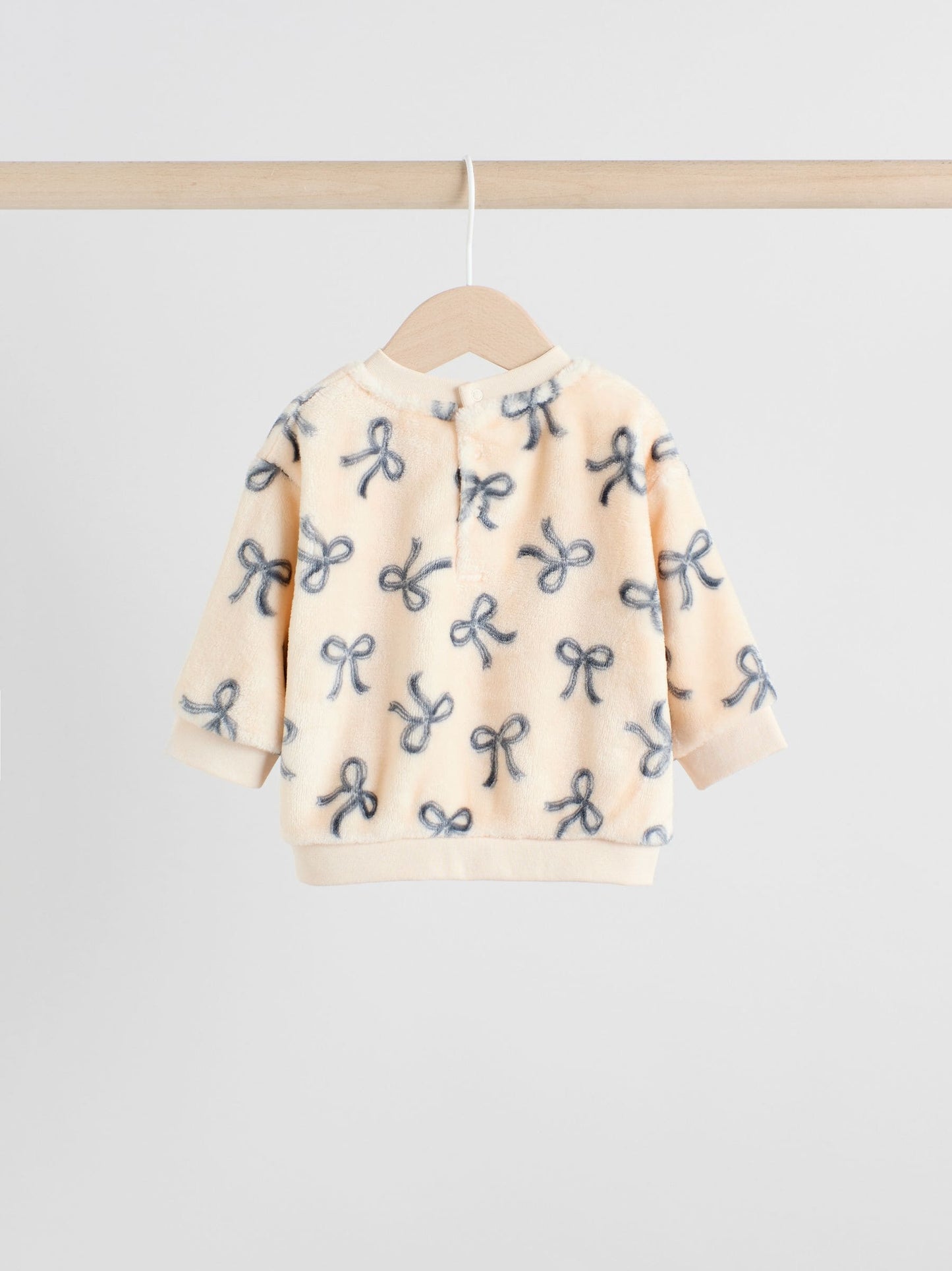 Black/White Soft Velour Bow Print Jumper and Trousers Set (0mths-2yrs)