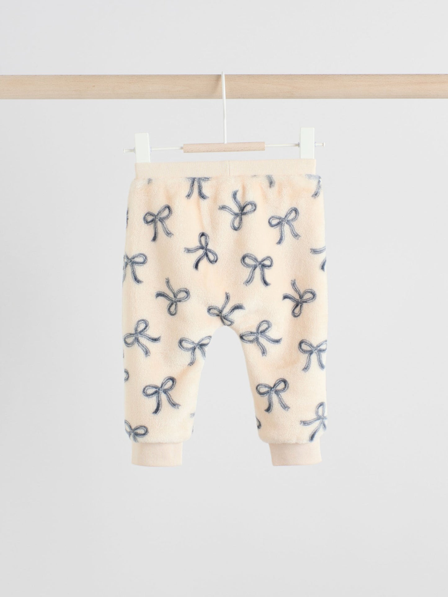 Black/White Soft Velour Bow Print Jumper and Trousers Set (0mths-2yrs)