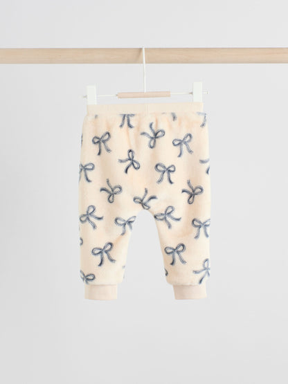 Black/White Soft Velour Bow Print Jumper and Trousers Set (0mths-2yrs)
