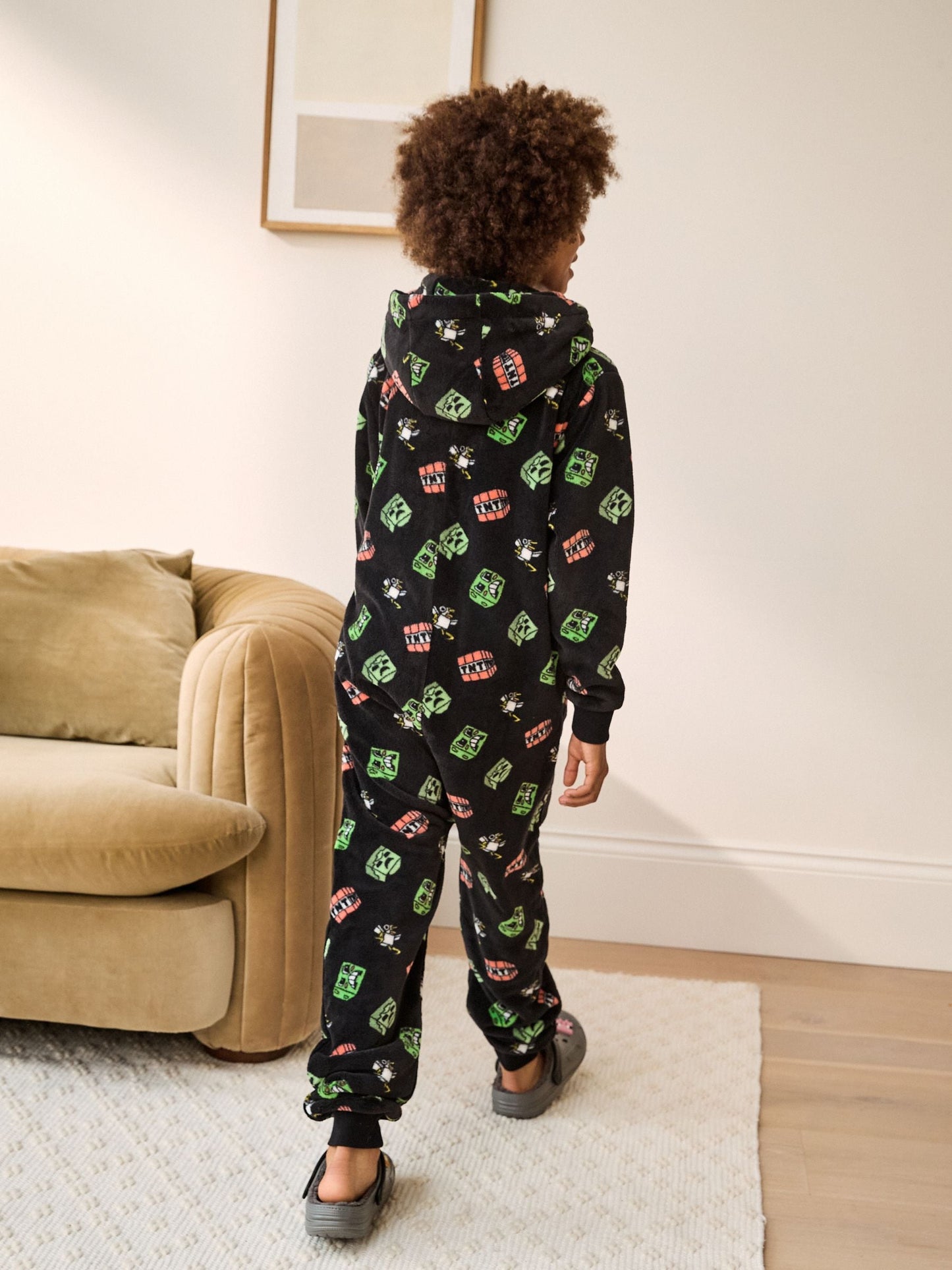 Black Minecraft Fleece License All-In-One (4-16yrs)