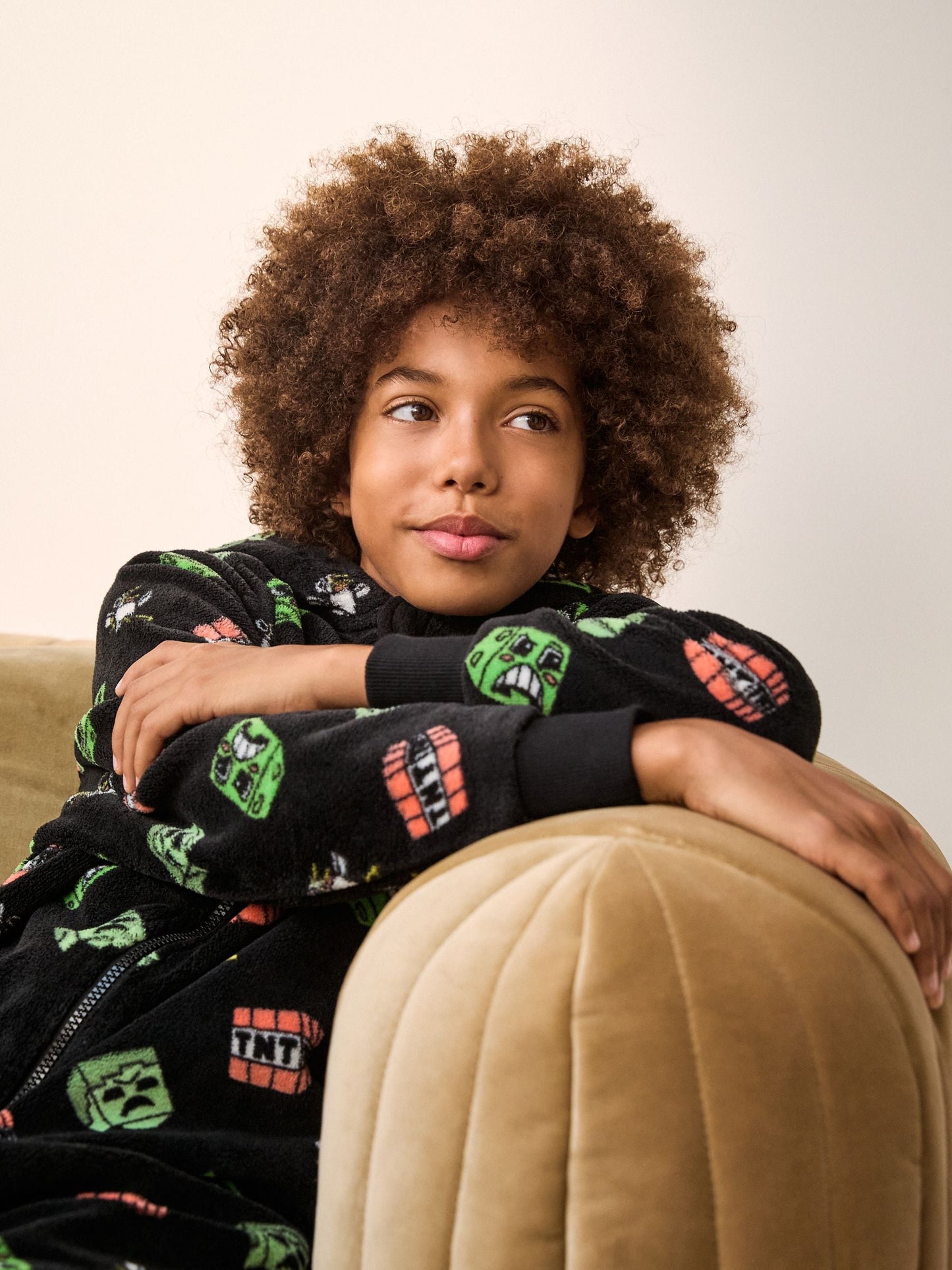Black Minecraft Fleece License All-In-One (4-16yrs)