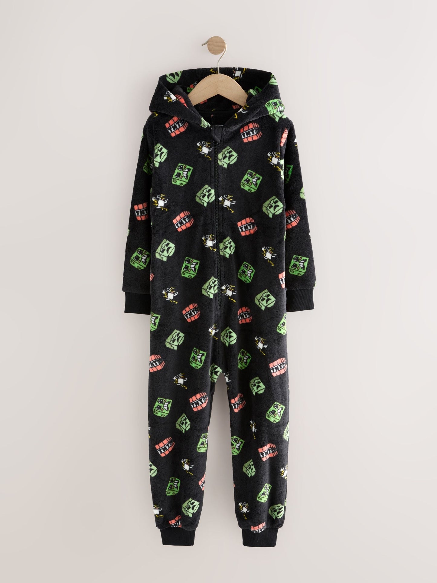 Black Minecraft Fleece License All-In-One (4-16yrs)