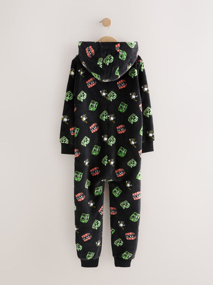 Black Minecraft Fleece License All-In-One (4-16yrs)