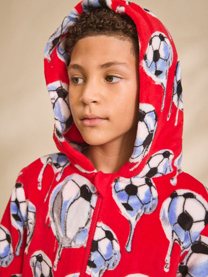 Red Football Fleece All-In-One (3-16yrs)