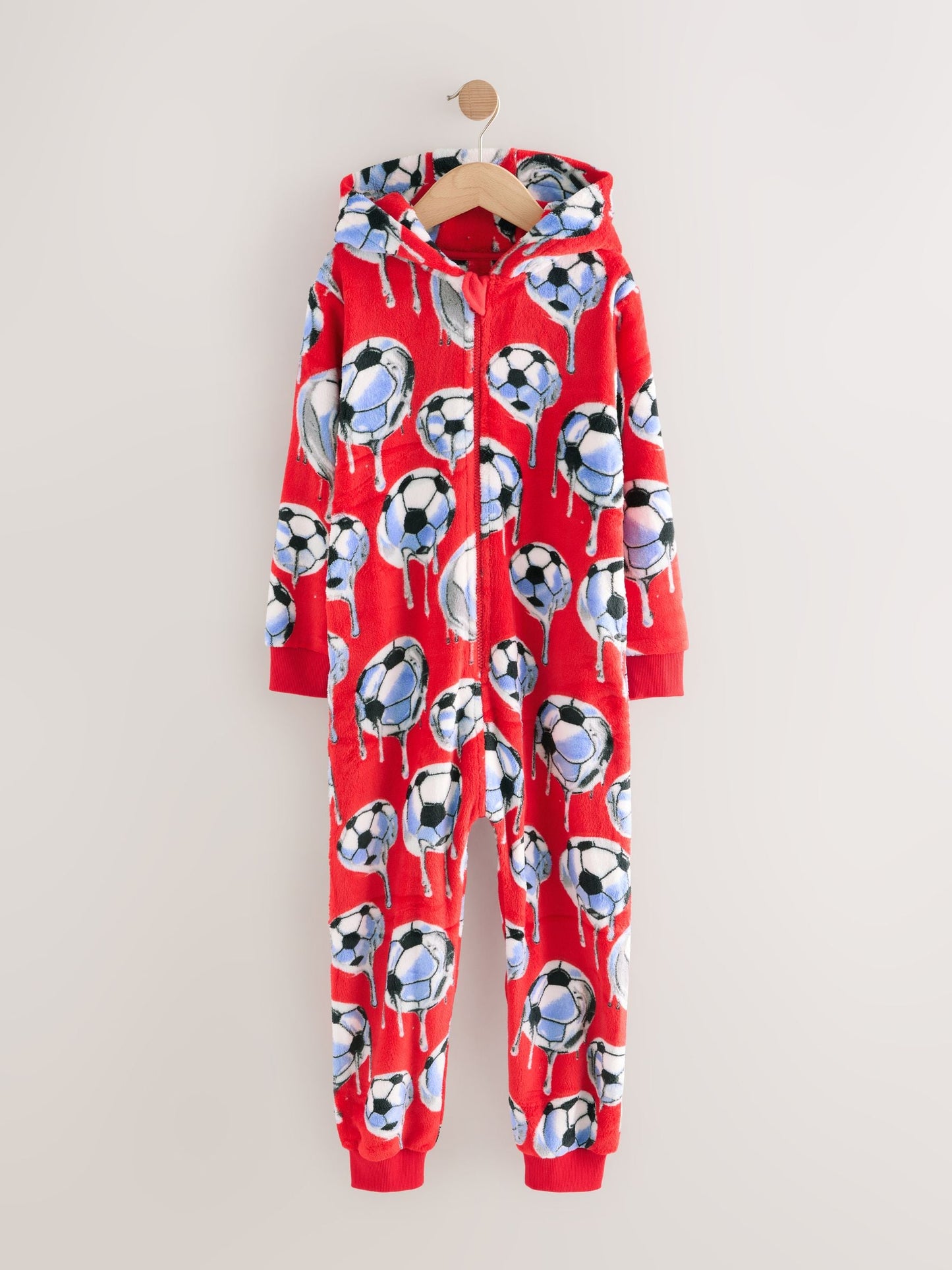 Red Football Fleece All-In-One (3-16yrs)