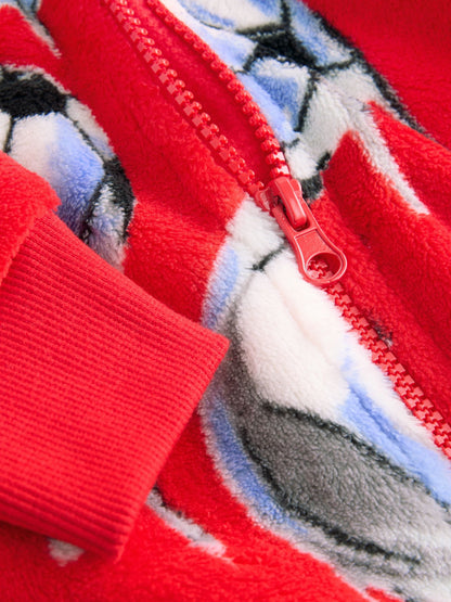 Red Football Fleece All-In-One (3-16yrs)