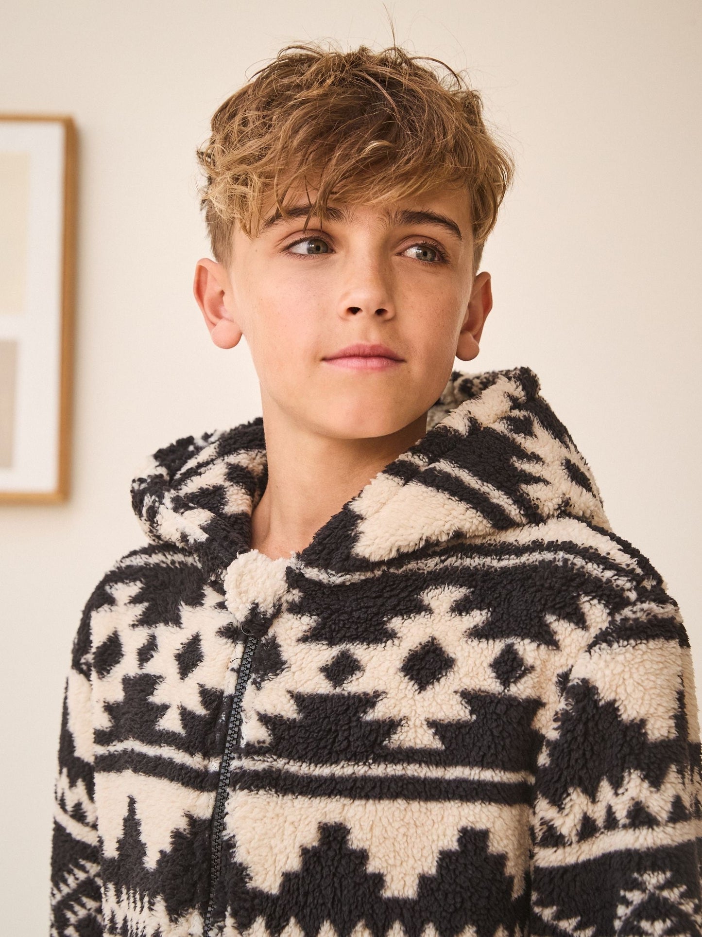 Black/Ecru Aztec Fleece All-In-One (3-16yrs)