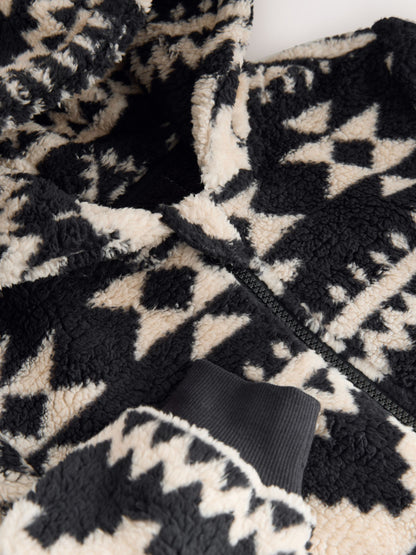 Black/Ecru Aztec Fleece All-In-One (3-16yrs)