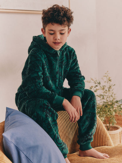 Green Skull Fleece All-In-One (3-16yrs)