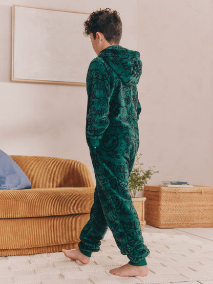 Green Skull Fleece All-In-One (3-16yrs)