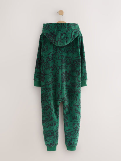 Green Skull Fleece All-In-One (3-16yrs)
