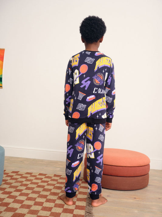 Multi Basketball Single Cosy Fleece Pyjamas (3-16yrs) image 3