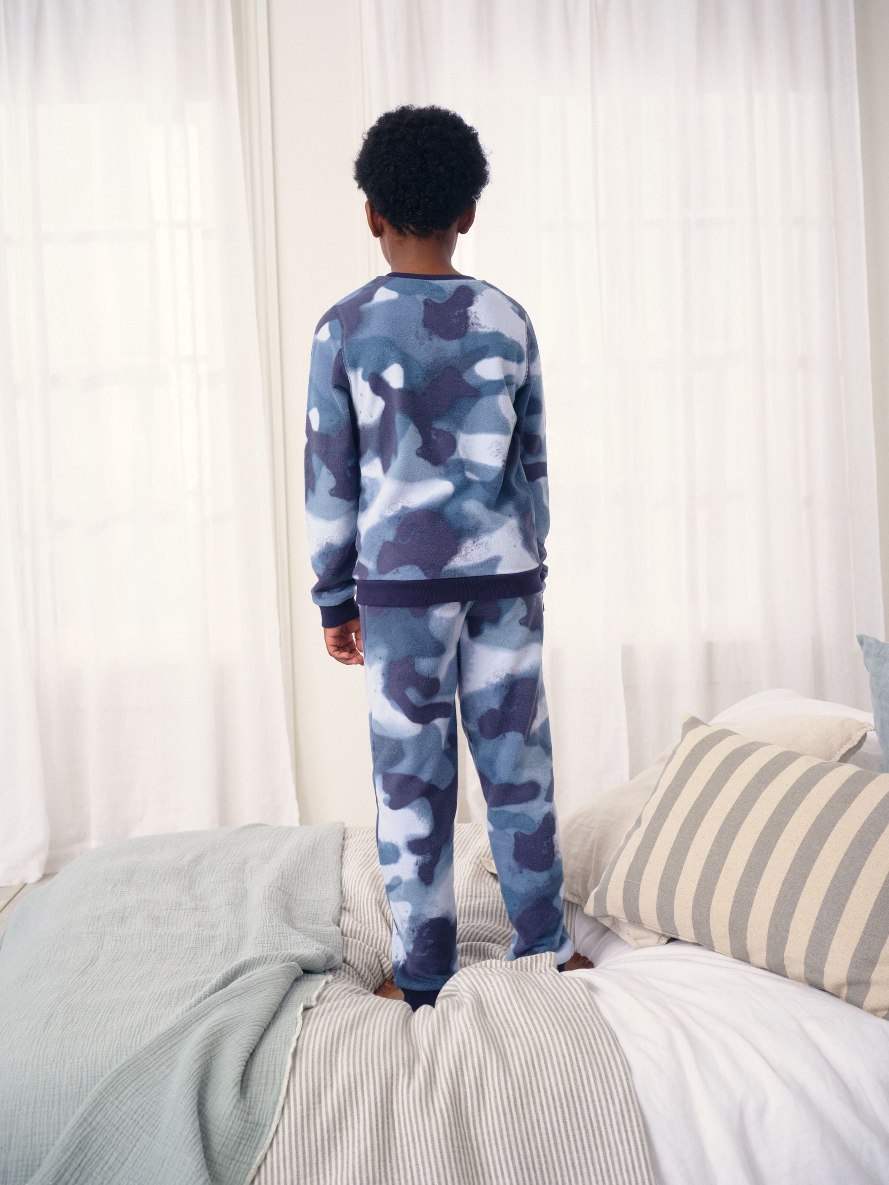 Blue Camo Spray Single Cosy Fleece Pyjamas (3-16yrs) image 4