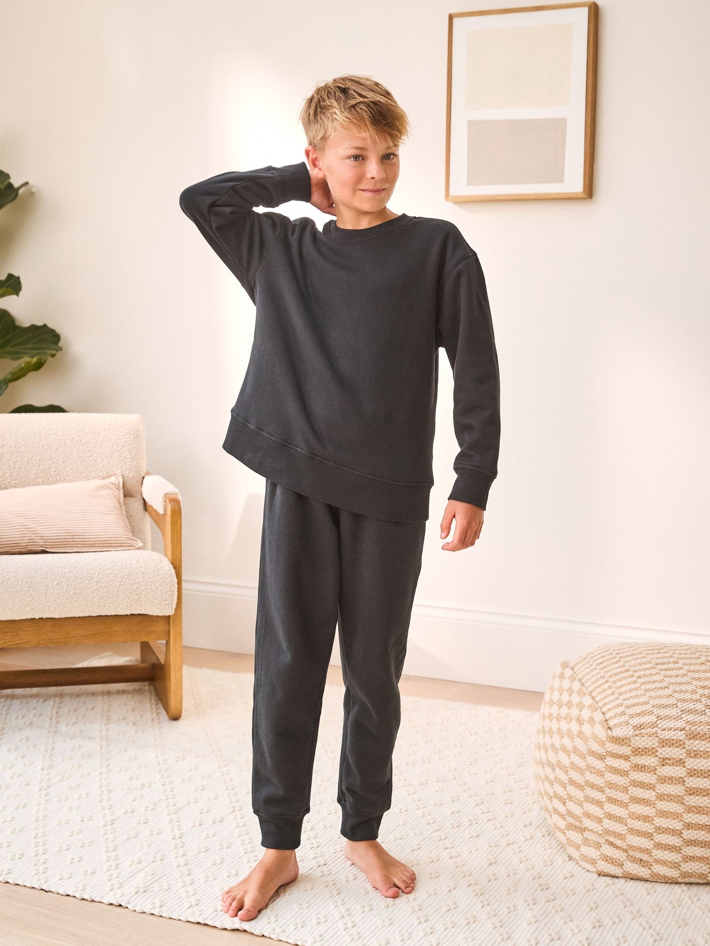 Black Single Cosy Fleece Pyjamas (3-16yrs) image 1