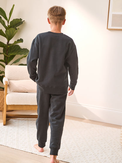 Black Single Cosy Fleece Pyjamas (3-16yrs) image 4