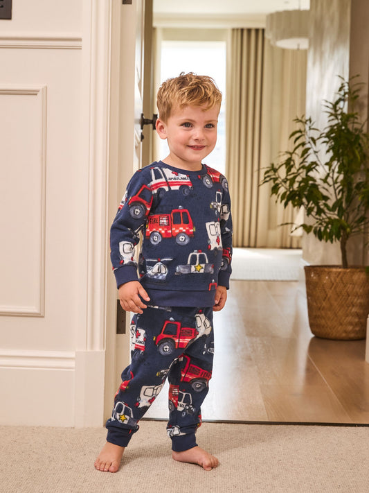 Multi Navy Single Cosy Fleece Pyjamas (9mths-12yrs) image 1